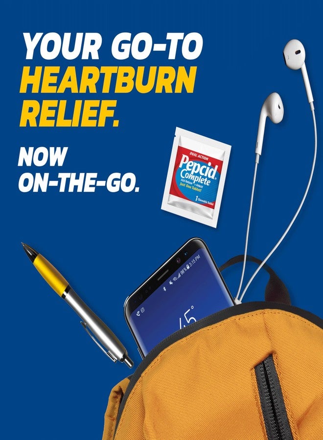 Pepcid Complete Acid Reducer + Antacid for Acid Reflux, 10mg Famotidine, 800mg Calcium Carbonate & 165mg Magnesium Hydroxide per Antacid Chew, Individual Packets, Berry Flavored, 4 ct - Image 4